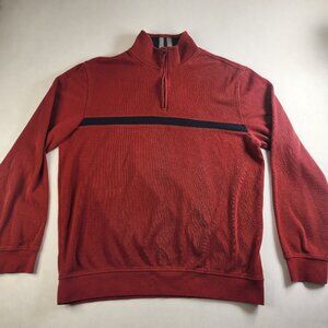 Arrow Mens Size XLT Tall 1/4 Zip Jacket L/S Sweater Pullover Red w/ Blue Accent